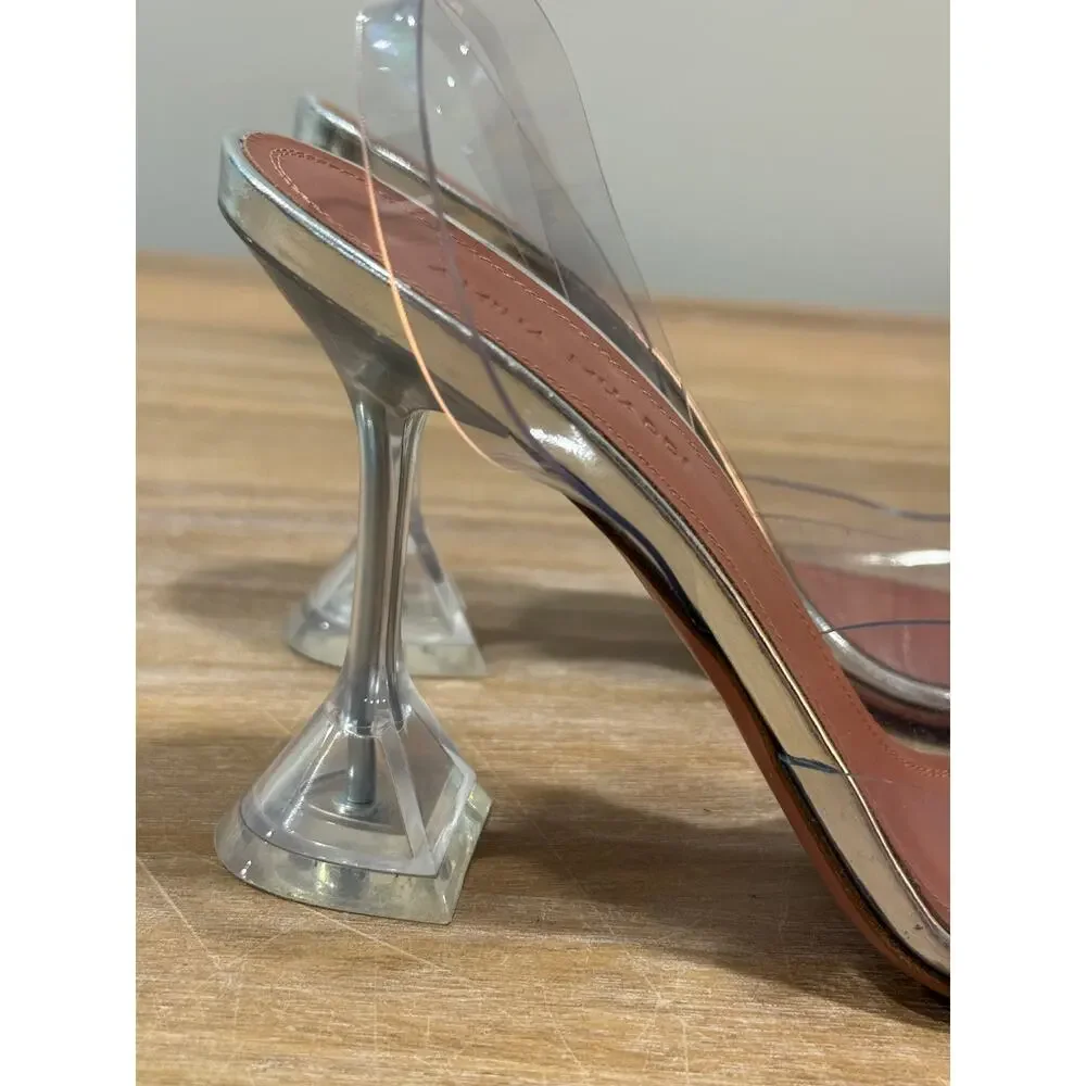 Amina Muaddi Holli Glass PVC Slingback Pumps Clear EU 37